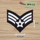 アイロンワッペン ( 階級章(星3ライン) 黒/白) (Mサイズ)