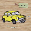 アイロン ワッペン ( ミニクーパー イエロー)(Mサイズ)
