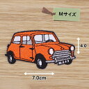 アイロン ワッペン ( ミニクーパー オレンジ)(Mサイズ)