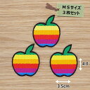 アイロンワッペン(アップルレインボー) (MSサイズ)3枚セット