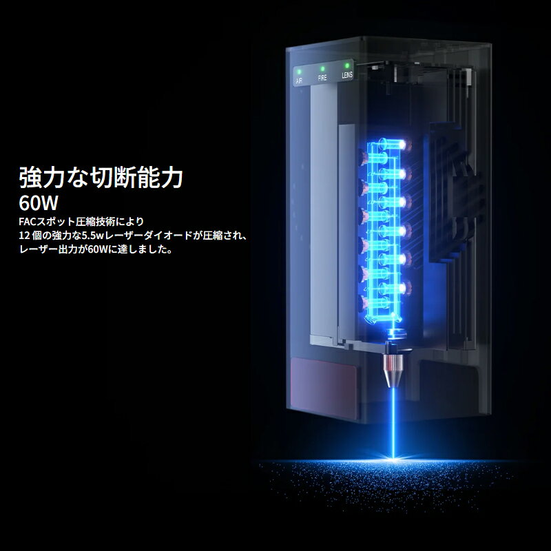 Creality Falcon2-Pro-60W レーザ彫刻機 60W 彫刻範囲 400x400mm AIカメラ タッチ...