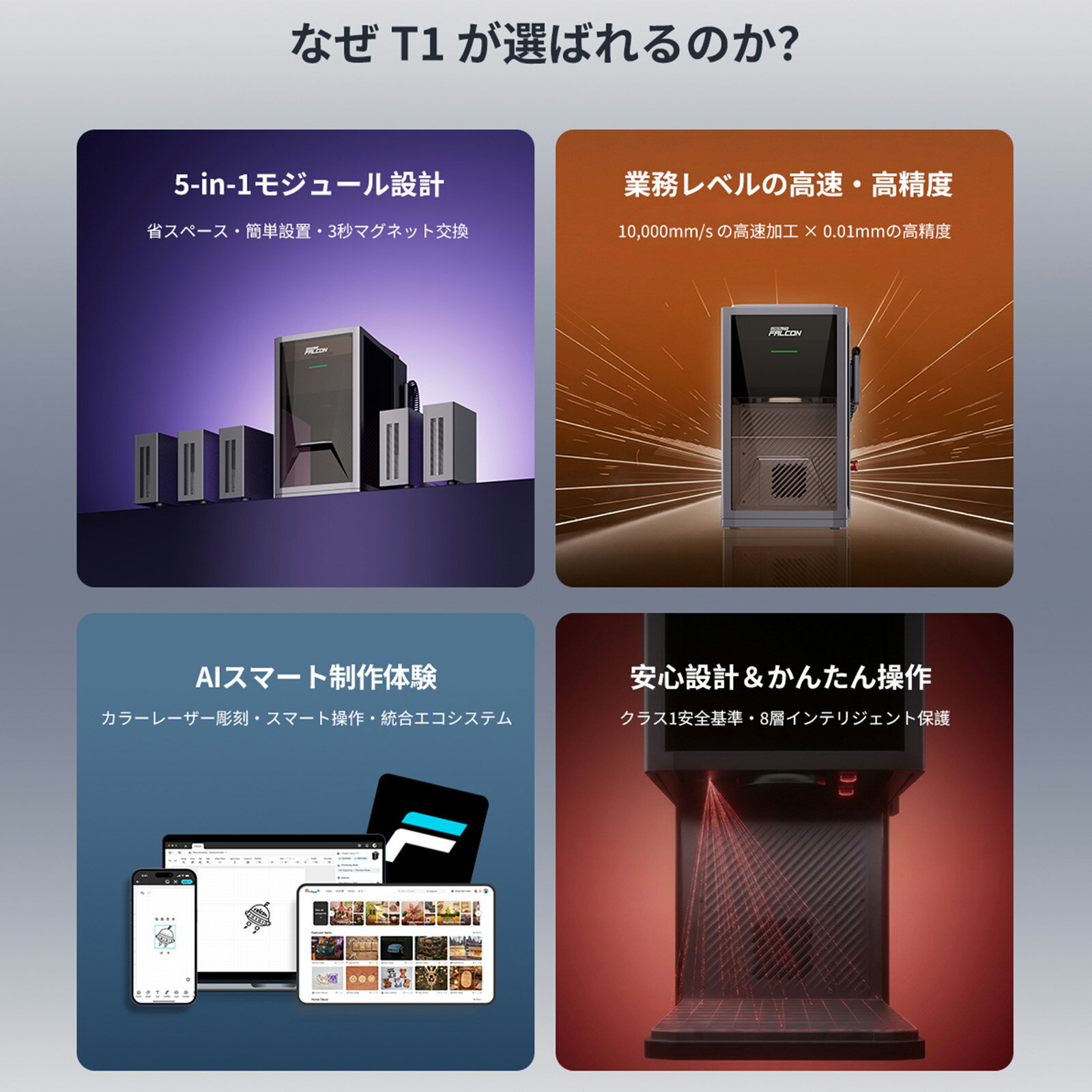 Creality Falcon T1 UV 5W レーザー 彫刻機 カッター 刻印機 超高精細 紫外線レー...