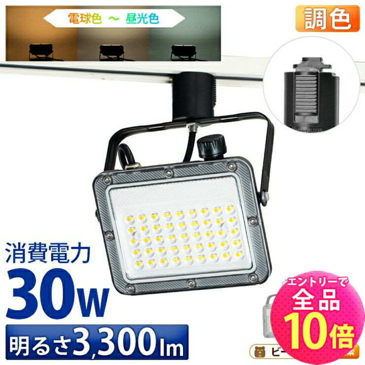 【全品ポイント10倍※エントリー必要】LED投光器 ダクトレール スポットライト 電球色 昼光色 黒 白 30W IP65 屋内 屋外 防塵 耐塵 防水 LEW030DRII ビームテック