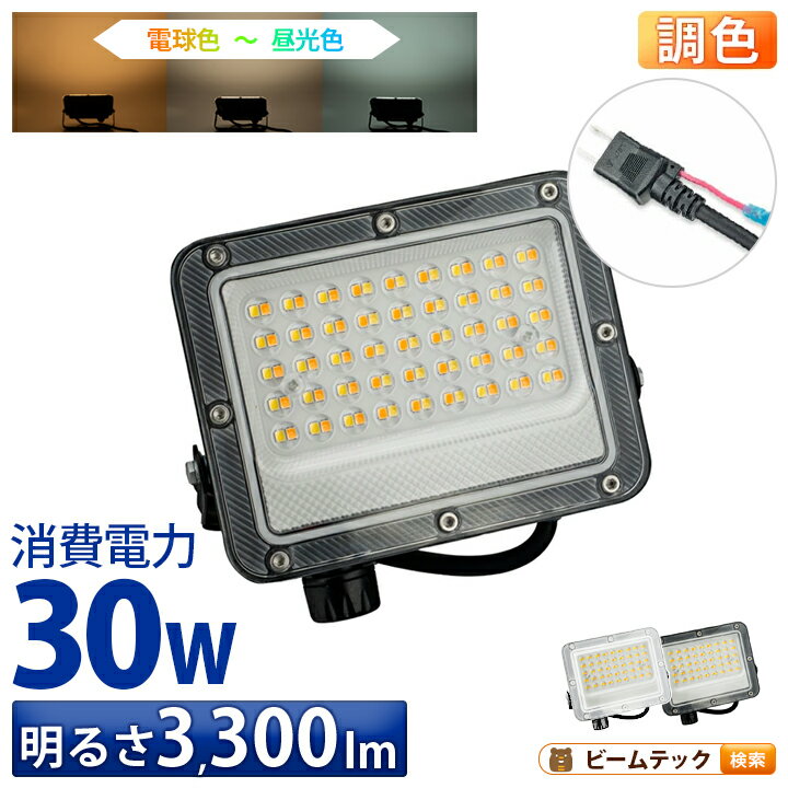 LED投光器 電球色 昼白色 昼光色 黒 白 30W IP65 屋内 屋外 防塵 耐塵 防水