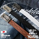 Norton ノートン 本革 ベルト メンズ リアル レザー サイズ簡単調節 日本製 ロゴ バックル ステッチ 242n8100