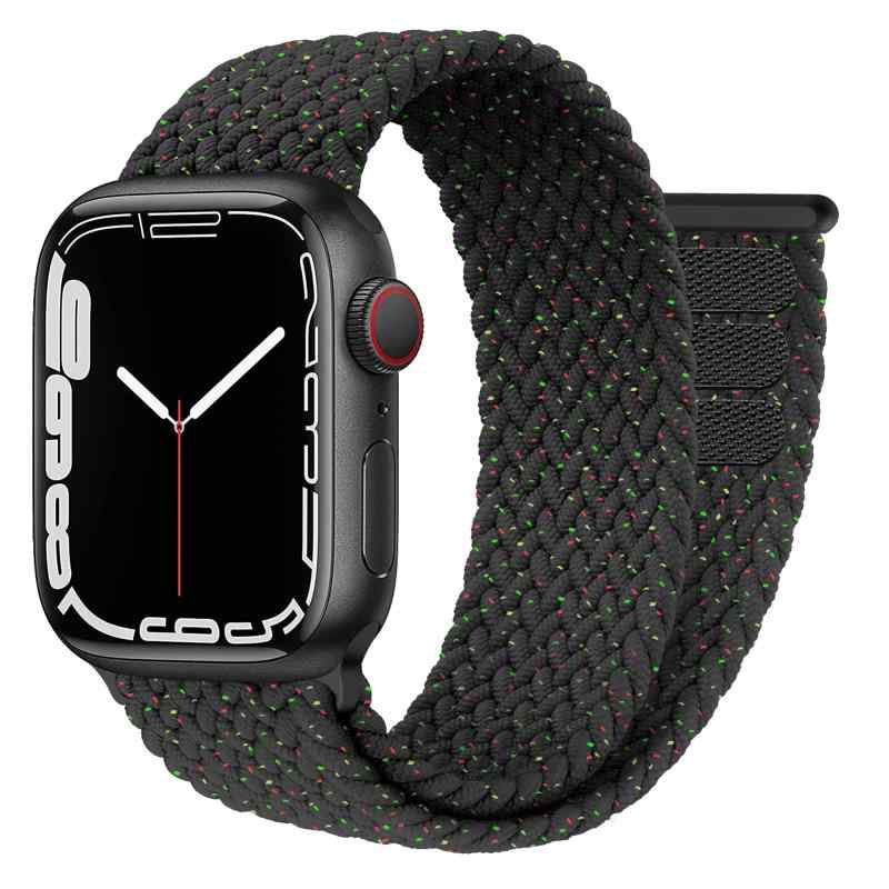 コンパチブルApple Watch Band 49mm 45mm 44mm 42mm 編組ソロループ調整可能な弾性スポーツストラップ..