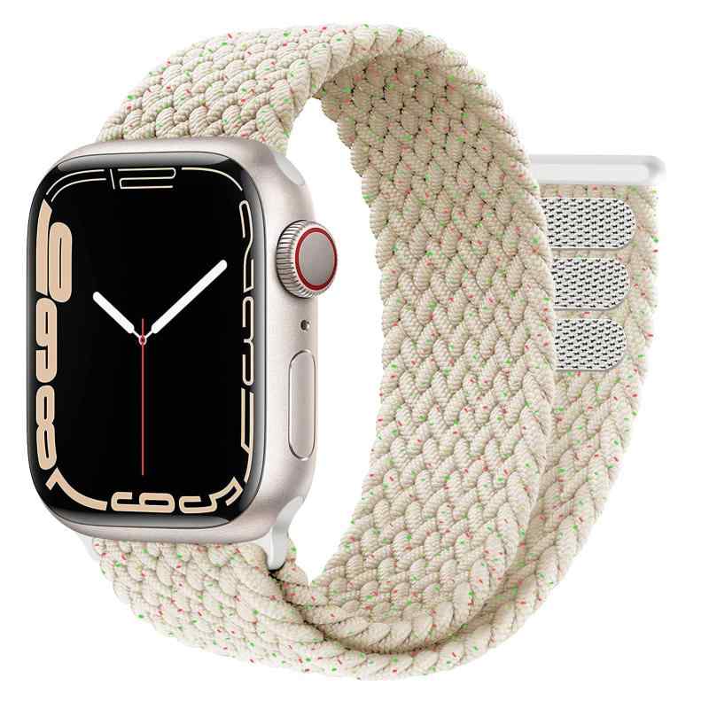 コンパチブルApple Watch Band 49mm 45mm 44mm 42mm 編組ソロループ調整可能な弾性スポーツストラップ..