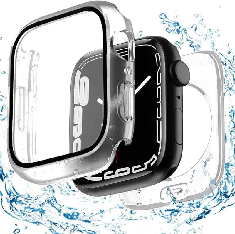 ELYBYYLE for Apple Watch ケース 45mm 41mm 防水ケース 360度全面防水 バンド 水泳・スポーツ専用 ガラスフィルム 一体型 apple watch 用 カバー 360フルボディ防水 アップルウォッチ ケース