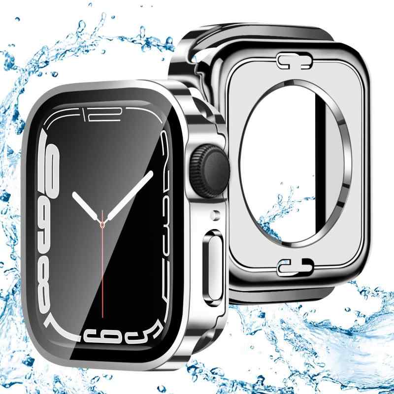 ANYOI 対応 Apple Watch ケース 40mm 防水ケース 3D直角エッジデザイン メッキ加工 アップルウォッチ カバー ガラスフィルム 一体型360ど度 アップルウォッチ ケース 耐衝撃 apple watch カバー 全面保