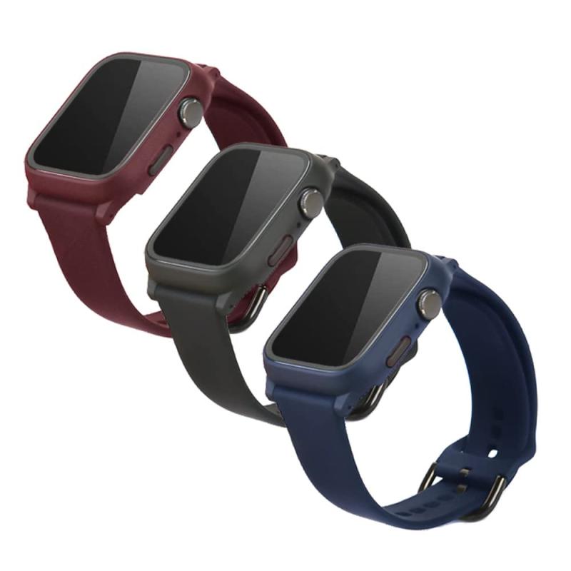 [クールモバイルカンパニー] Apple Watch アップルウォッチ 4 ・ 5 ・ 6 ・ SE 用 ガラスケース一体型シリコンバンド 44mm 40mm (40mm, ブラック)