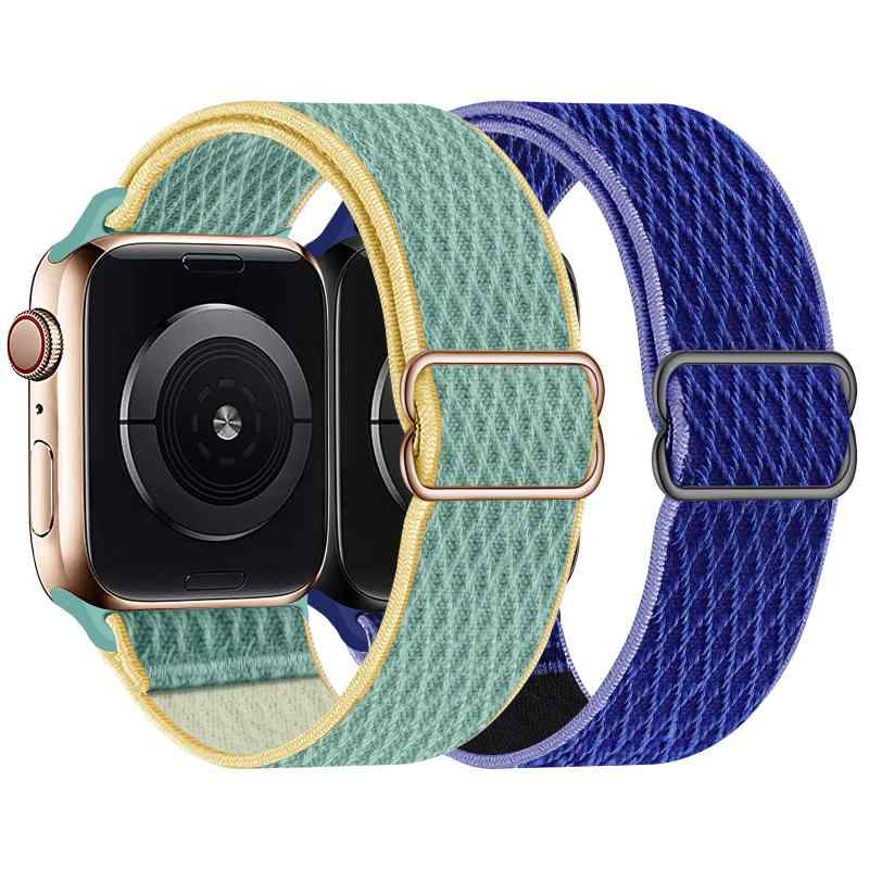 【 ブランド】doeboe for Apple Watch バンド アップルウォッチ バンド [2セット] 38mm 40mm41mm 42mm 44mm 45mm、iWatchシリーズ7/6/5/4/3/2/1 SEに対応 伸縮性ナイロンソロループバンド、交換ベルト 女