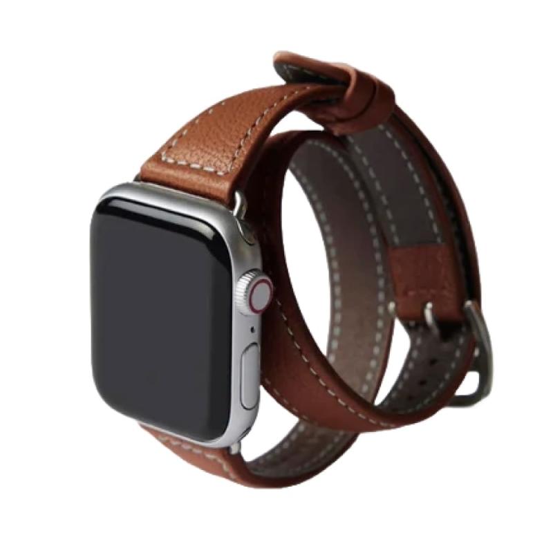 [Eponas] Apple Watch対応 レザー バンド エポナス 41mm 40m 38mm ドゥーブルバンド 二重巻き ベルト 細い 革 レザーベルト シェーブルレザー フランス製 ベージュ ブラウン レディース