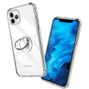 iPhone 11ケース 耐衝撃クリア リング付き 9H 背面強化ガラス 指紋防止 耐衝撃 磁気 車載対応ホルダー対応 レンズ保護 軽量 ガラスケース 薄型 バ...