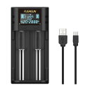 FUGASUN 21750 21700 バッテリー充電器、LCD インテリジェント 21750 18650 充電器 21700 充電器 18650 20700 ...
