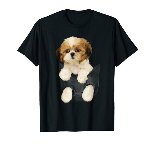 Shih tzu 子犬 ポケットTシャツ Tシャツ Shih tzu 子犬 ポケットTシャツ Tシャツ