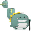 Airpods Proケース リトルダイナソー ソフト シリコン 3D カワイイ 漫画 動物 耐衝撃/防水/防塵/全面保護 Airpod Pro用ケース キーホ...