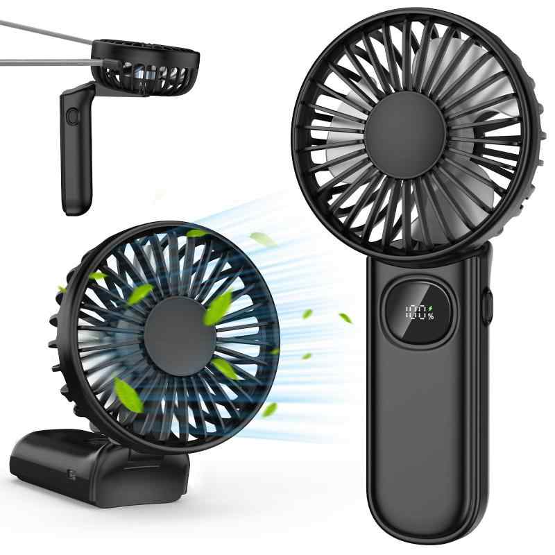 携帯扇風機 ハンディファン 2024新登場 手持ち扇風機 5段階風量 3in1機能搭載 大風量 Type-C 充電式USBせんぷうき 180°折り畳み 静音設計 最大18H時間動作 手持ち 卓上 首掛け ミニ 小型扇風機 揺