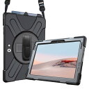 ProCase Surface Go 4/3/2/1 ケース(2023/2021/2020/2018)10.5",耐衝撃TPUカバー 360°回転スタンド ハンドルストラップ ‐ブラック