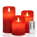 AnnTec LEDキャンドルライト ロウソク レッド 本物の炎のようにゆらめく3点セット 暖色光 火を使わない ゆらゆら揺れる 安全 省エネ 専用リモコン付き 明るさ調整 電池式 LEDライト キャンドル