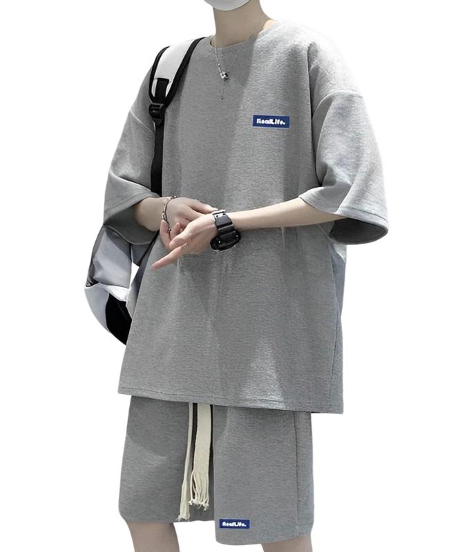 [BLANK BLANC] 上下 セットアップ メンズ ワッフル ルームウェア tシャツ ショートパンツ ベルト付き 秋 春 夏 B13