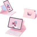 iPadキーボードケース 縦 iPad カバー ペン収納 アイパッドエア カバー 耐衝撃 透明 クリア 背面カバー マグネット分離式 丸型キー ワイヤレスBluetoothキーボード付き可愛い(2)