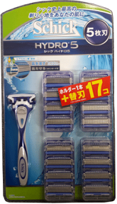 【追跡付メール便送料無料】Schick(シック)HYDRO5(ハイドロ5) 5枚刃 ホルダー1本＋プラス 替刃17個入 髭剃り 剃り心地抜群！　シックハイドロ5　替え刃