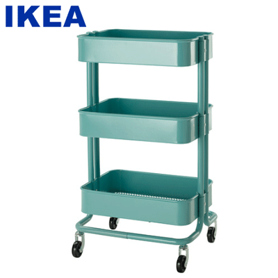 【宅配便送料無料】IKEAイケア RASKOG キッチンワゴン ターコイズ色 キャスター付ワゴン / キッチンやリビング、オフィス、店舗にも！