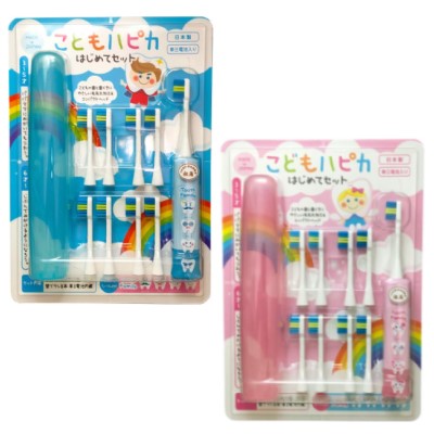 【土日もあす楽対応♪】【送料無料】ハピカ こどもハピカセット ミニマム はじめてセット 電動歯ブラシ本体 + 替ブラシ9本 / (沖縄は送料無料対象外)のサムネイル