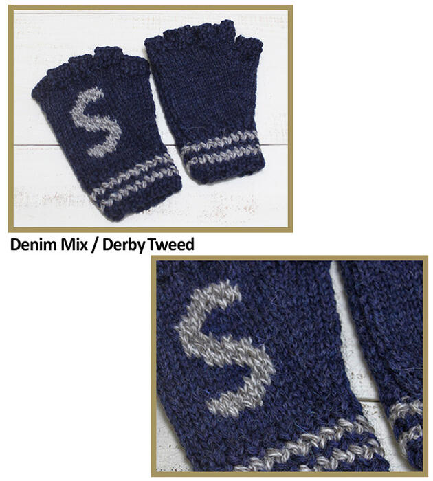 Black Sheep Special Made Fingerless Glove wool handknit Initial S / 2-colors ...