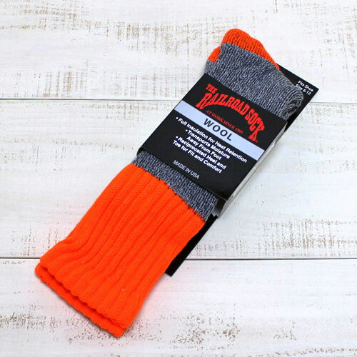 The Rail Road Sock Wool Outdoor Socks / 2864 hunter / Grey Orange レイルロード ソック ウール アウトドア ソックス 靴下 ハイクルー丈 フルパイル 通気性 アウトドア 厚手 グレー ミックス オレンジ Made in USA アメリカ製