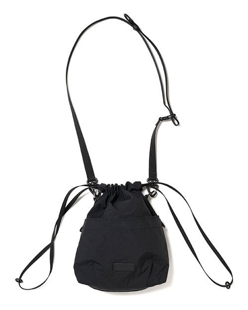 Rakuten - BAICYCLON by Bagjack Draw String Bag / Black 100d nylon cordura heavy washer バイシクロン / バッグジャック 巾着 ショルダー バック / ブラック 黒 軽量 2ウェイ ポーチ しわ加工 ナイロン 撥水 2way baicyclon