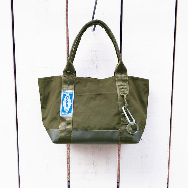 Rakuten - Luceber Tote Bag S / Khaki nylon french military ルースバー トート バック S / カーキ ナイロン フレンチ ミリタリー パラシュート バック ミニトート カラビナ付き ボトム補強 luceber