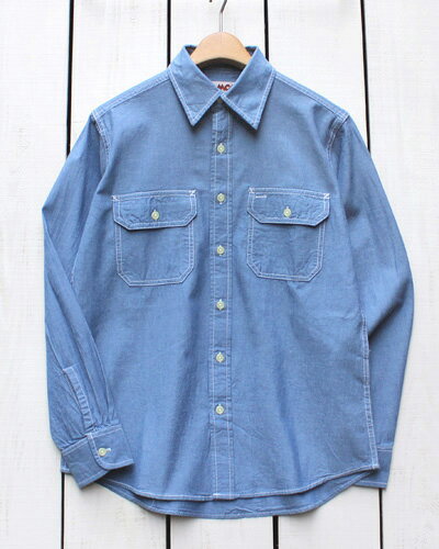 CAMCO LS Chambray Work Shirts long sleeve cotton / Blue カムコ シャンブレー ワーク シャツ 長袖 クラシック 経年変化 風合い ブルー / camco standard basic 70s 80s