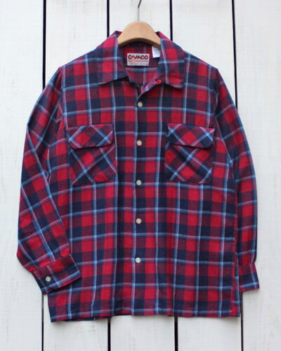 CAMCO mfg Light Flannel Open Collar LS Shirts / Maroon カムコ ライト フランネル オープンカラー シャツ 長袖 ライト ネル チェック レッド ネイビー camco work ネルシャツ チェック 22