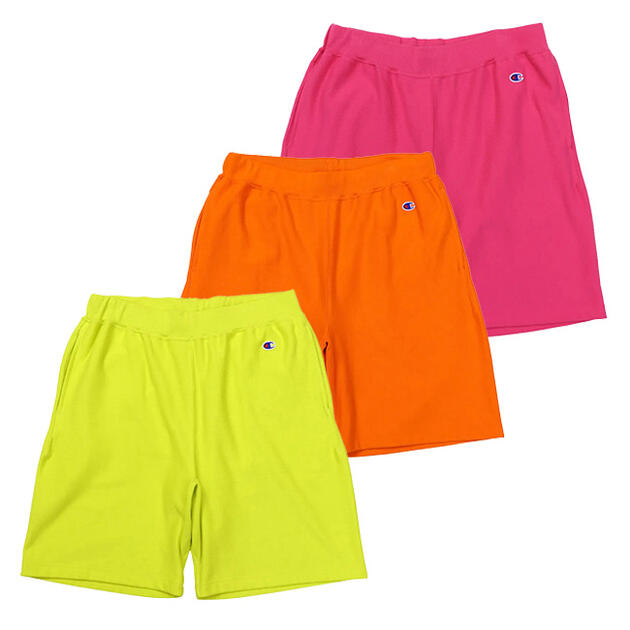 Rakuten - Champion REVERSE WEAVE Sweat Shorts / short pants 10oz neon / 3-Col チャンピオン リバースウィーブ スウェット ショーツ / ショートパンツ 裏毛 フレンチテリー ワンポイント ネオン カラー / 3色 展開 膝丈 champion