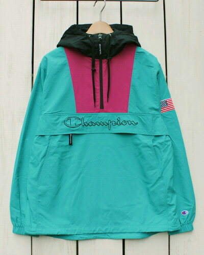 楽天Beard StoreChampion Action Style Anorak Parka / pullover nylon / Aqua 460 チャンピオン アクション スタイル アノラック パーカー / プルオーバー ナイロン レトロスポーツ アクア ピンク ブラック champion 刺繍ロゴ