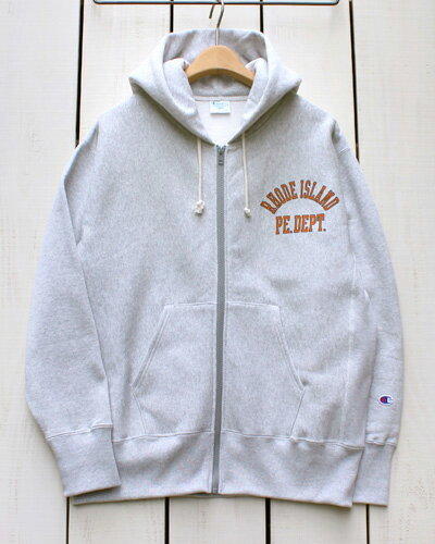 チャンピオン ジップアップパーカー メンズ Champion REVERSE WEAVE 11.5oz Zip Hooded Sweat Rhode Island parka / Silver Grey チャンピオン リバースウィーブ フルジップ パーカー / 裏起毛 バックプリント フード スウェット スエット シルバー グレー 杢 champion