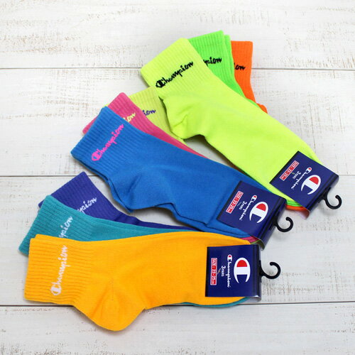 チャンピオン 靴下 メンズ Champion Women 3 Pack Quarter Socks logo / 4-col チャンピオン ウィメンズ クウォーターレングス ソックス 3足組 パック / ノンパイル 薄手 4色展開 / 定番 くるぶし丈 champion socks