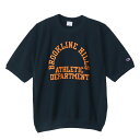 Champion REVERSE WEAVE Half Sleeve Crew Neck Sweat 10oz / relax fit / Navy チャンピオン リバースウィーブ 5分袖 クルーネック スウェット 「 BROOKLINE HILLS 」 裏毛 リラックスフィット 半袖 / ネイビー 紺 champion