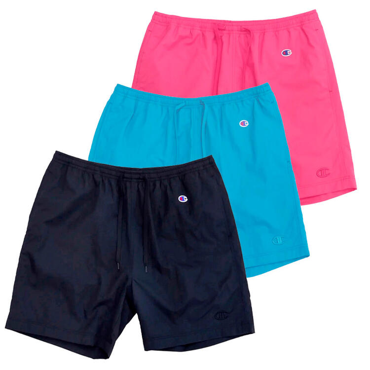 Nylon Shorts - Champion Action Style Nylon Washer Short Pants / 3-col retro shorts チャンピオン アクション スタイル ナイロン ワッシャー ショートパンツ 3色展開 / 同色 刺繍ロゴ メッシュ 裏地 レトロ スポーツ champion 90s 80s