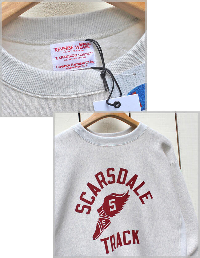 Champion True To Archives 2nd Patent Crewneck Swaet 「 SCARSDALE 」vintage print Silver Grey Maroon チャンピオン 2nd パテント クルーネック スウェット 長袖 プリント リバースウィーブ シルバーグレー / 杢 champion 日本製 2