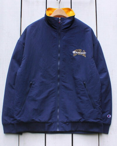 Rakuten - Champion Action Style Zip Jacket / Navy washer nylon fleece lined チャンピオン アクション スタイル ジップ ジャケット / ネイビー x イエロー ナイロン ワッシャー x フリース 裏地 保温 レトロ スポーツ champion