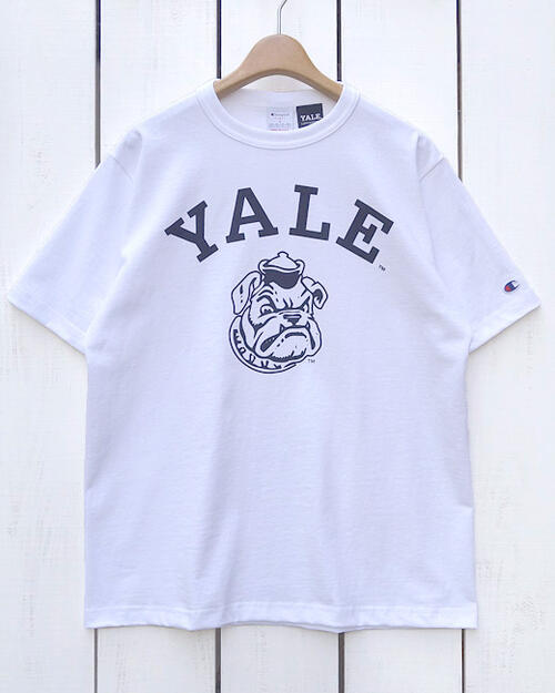 Rakuten - Champion T1011 Short Sleeve Print T Shirts White Navy / Yale チャンピオン ティー テンイレブン ヘビーウェイト 半袖 プリント Tシャツ ホワイト ネイビー / イエール 大学 Made in USA アメリカ製 champion