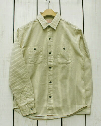 BIG MIKE Hickory Stripe Shirts Long Sleeve / Beige ビッグ マイク ヒッコリー ストライプ シャツ 長袖 デニム 縞 ベージュ ホワイト big mike work ワークシャツ Made in Japan 日本製