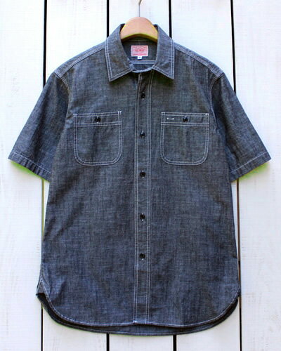 BIG MIKE Chambray Shirts Short Sleeve / Black ビッグ マイク シャンブレー シャツ 半袖 ワーク 無地 マチ ブラック big mike work ワークシャツ