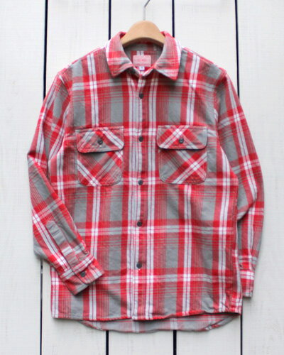 BIG MIKE Heavy Flannel Check Shirts washed long sleeve / Red x Gry ビッグ マイク ヘビー フランネル チェック シャツ ウォッシュ 長袖 ネルシャツ ワーク レッド グレー big mike work ネルシャツ ヘビーネル