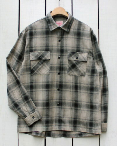 BIG MIKE Ombre Light Flannel LS Shirts relax fit check / Sand Black ビッグマイク オンブレー ライトフランネル シャツ 長袖 チェック ネル リラックス フィット サンド ブラック / オンブレ big mike work