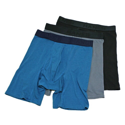 Hanes Confort Flex Fit Boxer Brief fresh IQ / 3-Col ヘインズ フレックス フィット ボクサー ブリーフ パンツ 前開き 吸放湿性 抗菌防臭 カンガルーポーチ 安定性 通気性 レーヨン混 長め 3色展開 / 1枚組 hanes