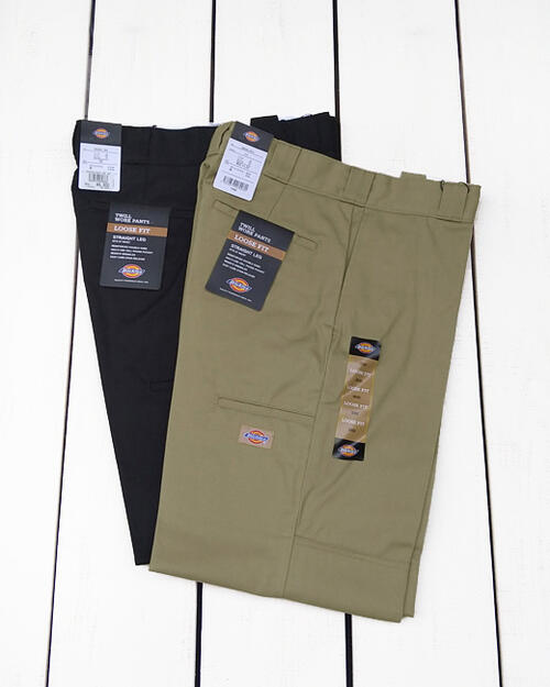 Rakuten - Dickies Double Knee Work Pants / 2-Col loose fit / twill chino ディッキーズ ダブルニー ワーク パンツ カーキ ブラック / ルーズ フィット チノ ストレート マルチポケット ポリエステル コットン ツイル dickies
