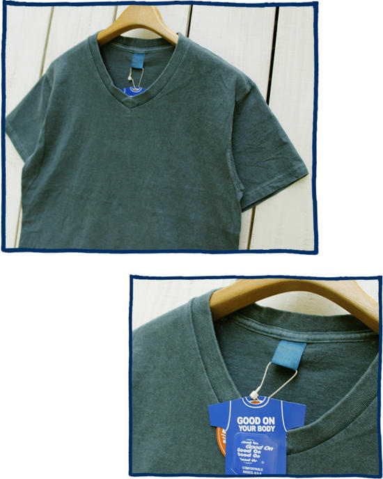 Good On Short Sleeve V Neck Tee Slate Pigment Dye グッドオン グットオン Vネック Tシャツ / 半袖 ブイネック スレート 製品染め made in USA or JAPAN